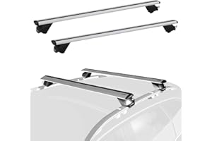 COWVIE Pro Universal-Dachträger mit Schlüsselschlössern, 134,6 cm, komplett montiert, für erhöhte Schienen, silberfarben