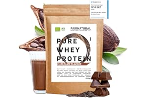 ‎FAIRPROTEIN BIO WHEY Protein-Pulver Schoko ohne Chemie [Regional aus Deutschland] - Hochwertige Bio Eiweiß-Shakes » 100% NATÜRLICH « 600g Bio Eiweiß-Pulver Schokolade aus Premium Molkenprotein-Pulver ohne Soja