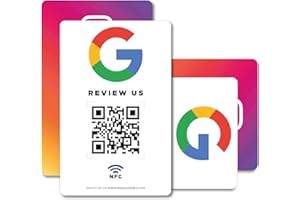Reusable Review Tap Card for Google Reviews and Followers - 2-Cards Pack - QR & Tap NFC Review + QR Followers Card - Review Us on Google Tap Card - iPhone & Android - Set Up at Home | by MESSAGENES