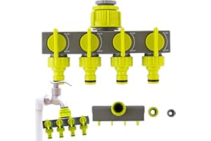 Dynaeuty Sdoppiatore Rubinetto Giardino, Raccordo Tubo Acqua Giardino, Attacco Rapido Acqua, Connettore per Tubi Irrigazione, Distributore Acqua 4 Vie per Giardinaggio（A）