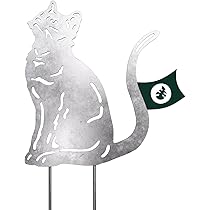 VERDOBA Katten Tuindecoratie, zilveren tuinsteker, kat, bloemensteker in zilver, bloempot kat van stevig ijzer met antieke afwerking, decoratie voor tuin, balkon en terras