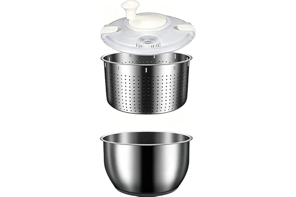 5L salladscentrifug i rostfritt stål Stor grönsakstvätt med PP-lock för frukttvätt Pasta- och pommes-salladtork