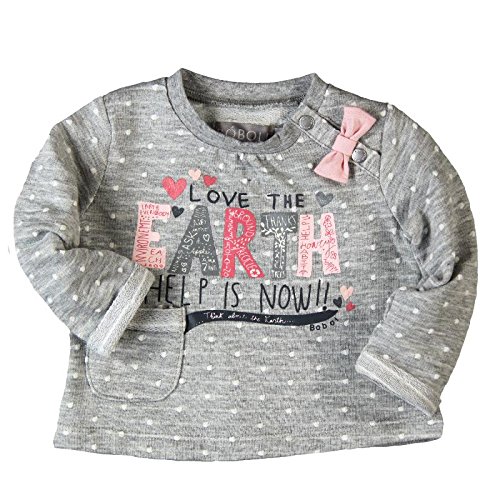 Bóboli Baby Girls FLEECE SWEATSHIRT Full Sweatshirt, Grey (melange Grey 8034), 6-12 months (Manufacturer size: 12M)
