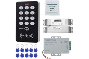 HFeng Kit Sistema Control Acceso Completo Cerradura Perno de caída Eléctrica + Teclado Control Acceso RFID + fuente de alimentación + 10pcs Keyfobs Card RFID para Sistema Entrada de puerta
