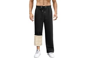 PASUDA Pantalon Polaire Homme Coton Pantalon Jogging Chaud Coupe Ample Sports Survêtement avec Poches Doublure Pantalon Décontracté Homme Hiver