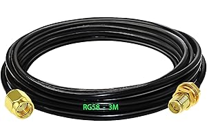 GTIWUNG Adapter RP SMA męsko-żeński, 3 m kabel koncentryczny RG58, przedłużacz anteny WLAN, kabel przedłużający anteny (50 Ohm)