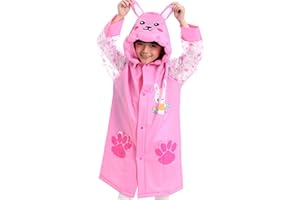 es-uk Kids Waterproof Poncho Boys Girls Raincoats Kids Rain Mac in a Bag Rain Cover with Backpack Space