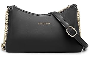 David Jones - Borsa a Tracolla Donna Molti Scomparti - Borsa a Spalla Simil Pelle PU - Borsetta Sacchetto Borsello Sera Telefono Messenger Crossbody Bag Tendenza - Nero