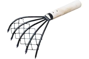 ANWANGDA Almeja Pitchfork, Clam Rake Conch Garden con Herramienta de Red, Rastrillo de Garra con Red de Malla para cavar mariscos Carca de Playa, Herramientas de excavación de mariscos