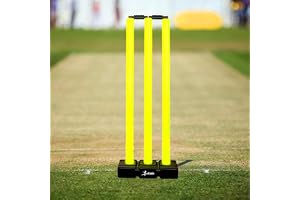VFK by Xtrim Cricket Stumps with Stand Cricket Kit Plastic Wickets for Cricket Standard Wickets for Cricket Ground, Match, Tournament Stump with Stand & Bails (Black and Flourescent Green)