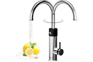 LNXGJJ Rubinetto Elettrico, Rubinetto de Cucina con Girevole 360°, Display digitale a LED, Scalda Acqua Elettrico Istantaneo 220V 3200W, Rubinetto Elettrico Acqua Calda Istantaneo