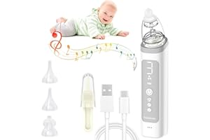 Huzoomtoyz Nasensauger Baby Elektrisch| Nasensauger Baby Staubsauger Wiederaufladbar, Nasenreiniger für Kleinkinder Mit 3 SaugstäRken Musik & Licht Beruhigender Funktion Und 3 GrößEn Silikon Tipps