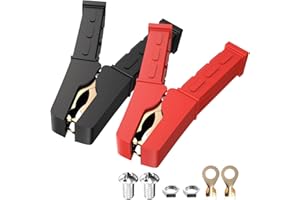Cleqee 2PCS Heavy Duty Crocodile Clamps Pure Copper 500A Car Battery Charger Clips for Car, Automotive, Vehicle, Boat