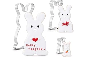 GWHOLE 3tlg Ausstechformen Hase Ostern Set Ausstecher Osterhase Groß aus Edelstahl 20/13/7 cm