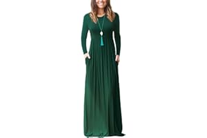 DEARCASE Vestito Donna Maxi, Abito Lungo Casual Morbido a Maniche Corte/Lunghe da Donna, Donna Maniche Lunghe Stampa Floreale Maxi Vestito Abiti Lunghi con Tasche