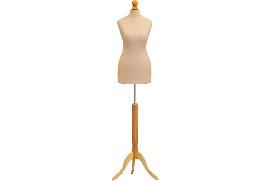 Size 10/12 Female Tailors Dummy Dressmakers Fashion Mannequin Students Cream With Lightwood Stand