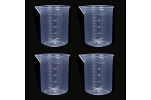 FEIONE 4 Stück Messbecher 100 ml, Messbecher Klein, aus mit Maßstab Mark (Transparent) für Heimwerker Basteln, DIY-Bastel Epoxidgussformen, Wachsen, Küche