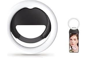 Dufuso Selfie Ring Light, Ring Light Telefono Anello Ricaricabile Clip-on con 40 LED e 3 Modalità di Illuminazione, Selfie Licht Dimmerabile per Selfie Dimmerabile per Telefono, Tablet, Laptop