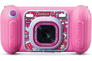 VTech - KidiZoom Fun Rose, Appareil Photo Numérique Enfant 9 en 1, Photos et Vidéos, Écran Couleur, Filtres, Cadres et Effets Rigolos, Cadeau Enfant de 3 Ans à 10 Ans - Contenu en Français