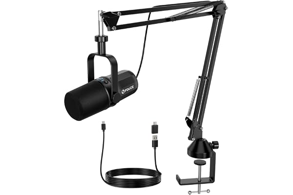 FDUCE SL40+ Dynamic Podcast Microphone,USB/XLR Microphone kit for podcasting,Gaming&Streaming,Boom Arm Stand Dynamic Mic,Built-in Headphone Output,Mute Button,gain Button