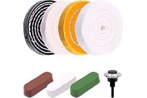 YWHWLX 4'' Buffing & Polishing Wheels by [Brand Name] - 3pcs Compounds (White & Yellow Cotton, Flannel) / 1/4'' Shank for Grinders/Buffer Rotary Tools