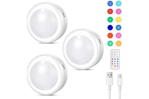 Cadrim Lampe de Placard Spot Led Murale Telecommande Sans Fil 3pcs Lampe Led Rechargeable,Lampe Led Sans Fil,Lampes Armoire,Luminosité Réglable,Veilleuse Pour Escalier Miroir Cuisine Vitrines Cabinet