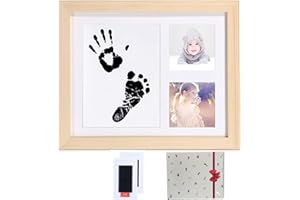 Cadre photo d'argile d'empreinte de main de bébé,Kits de moulage et d'empreintes, cadre en bois et verre acrylique, cadeau de kits de moulage et d'impression pour baptême de bébé, Meilo