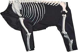 Folpus Halloween-Hundekostüm, Hallo ween-Hundespringanzug mit Totenkopfmotiv, lustiger Hundebody für kleine, mittlere und große Hunde, Haustierkostüm Cosplay-Outfit für Festival, Karneval, Party, 2XL