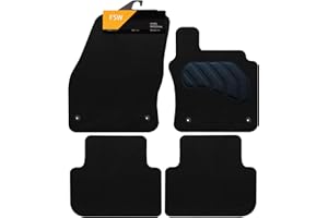 FSW - Car Floor Mats Fit Volkswagen Tiguan 2016-2024 - Tailored Mats - PVC Cushioned Heel Pad - Black Carpet - Anti Slip Mat - Non Slip Car Floor Mat - 4 Pc Floor Mat - 4 Clips