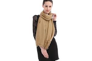 Longwu Cotton Linen Solid Scarf Wrap Shawls for Women Ladies Men(100cmx190cm) Super Large Size-For All Seasons-Great Christmas Presents