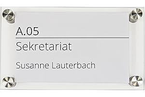 EH Design Placa para puerta de acrílico, 18 x 27 cm, cubierta transparente, placa de oficina, para escribir usted mismo, placa de información para montaje en pared (plata)