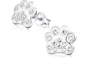 Laimons Dziecięce kolczyki dla dzieci, biżuteria dziecięca, psia łapa, kolorowy brokat, srebro wysokiej próby 925