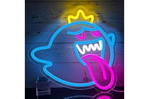 XJNOLGXIQU King Bo Neon Sign Ghost LED Neon Light Marioo Sign Gamer Neon Sign pour zone de jeu Décoration de salle de jeu Accessoires de jeu Cadeaux décoratifs pour décoration de chambre de garçons