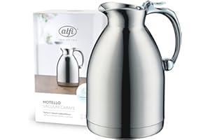 alfi HOTELLO 1,0l, caraffa isolante con doppia parete in acciaio, tiene caldo per 4 ore, freddo per 6 ore, coperchio apribile con una mano, senza plastica, per lavastoviglie, per gastronomia