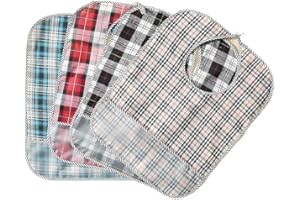 DLNXRUIS Bavaglino Adulti Impermeabile,4 PezziBavaglio Per Adulti Lavabile,Bavaglini Per Anziani Adatto Per Anziani/Persone Disabili/Pazienti Colpiti Da Ictus