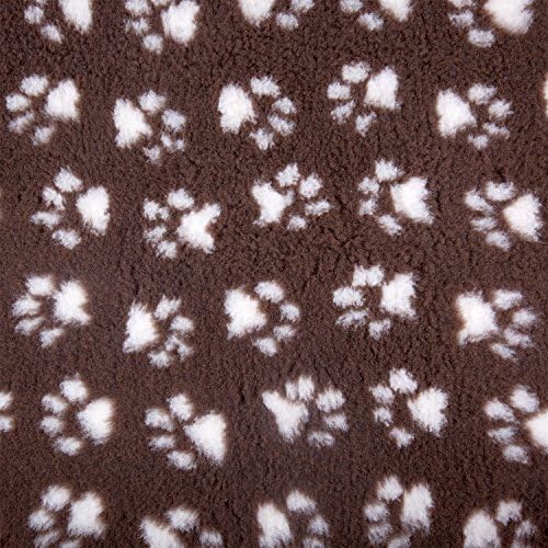 Paws Vet Pet Bed Vetbed Pro Non Slip Rubber Backing Machine Wash - 15 Colours, Various Sizes. MerryMaple Veterinary Bedding® (Brown with Cream Paws, 100cm x 76cm (40" x 30"))