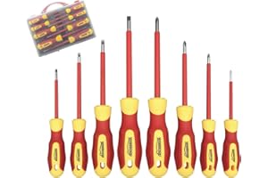 HOUSERAN zestaw wkrętaków izolowanych z etui, 8-częściowy zestaw wkrętaków krzyżakowych i szczelinowych, 1000 V, końcówki magnetyczne, śrubokręty, idealny dla elektryków i prac kończących pracę