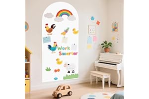 WUPIOS Magnetic Arch Wall Decal 39.3x17.5 Inches Chalkboard Contact Paper Peel and Stick Self Adhesive Magnetic Wall Board Sticker with 36 Magnet Letters and 6 Color Liquid Chalk for School Home Decor（White）
