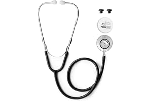 Primacare DS-9290-BK Adult Size 22 Inch Stethoscope for Diagnostics and Screening Instruments Lightweight and Aluminum Double Head Flexible Stethoscope Black
