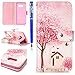 Produktbild FESELE Schutzhülle für [Samsung Galaxy S8 Plus] Lederhülle Leder Case Ledertasche mit Standfunktion und Magnetverschluss, Samsung Galaxy S8 Plus Bunt Muster Flip Case Cover Wallet Leder Brieftasche Hülle im Bookstyle Kartenfach Leder-Mappen-Karten-Slot-Abdeckung für Samsung Galaxy S8 Plus + Blau Eingabestift Stylus Touch Pen-Rosa Kirsche Blumen