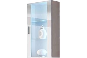 Mirjan24 Hängevitrine Soho S2, Vitrine Glasvitrine, Vitrinenschrank, Stauraumvitrine, Wohnzimmer, Highboard, Schrank (Weiß/Weiß Hochglanz, mit RGB LED Beleuchtung)