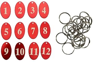 Sourcemall - Etiquetas numeradas de aleación de aluminio con llavero (rojo, 1-25)