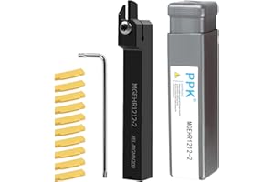 EASYHOMIE MGEHR 1212-2 Leveling Tool Holder, CNC Rotary Drill Bar with 10 Pieces MGMN200 Carbide Inserts for MGEHR/MGIVR Rotary Tools