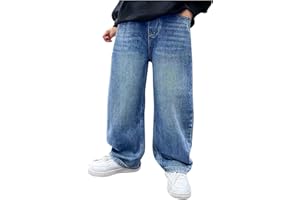 HAOLEI Pantalones Vaqueros para Niñas y Niños,Cintura Elástica Pantalón Vaquero Baggy Jeans Denim Cargo Jogging Pants Casual Pantalon Anchos de Paracaídas con Bolsillos Hip Hop Streetwear 5-15 Años