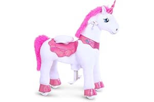 PonyCycle Essentiel Modèle E Licorne Jouet à roulettes Jouet Licorne à Monter avec Frein (Licorne Rose/Taille 4 pour 4-7 Ans) Cadeau pour Garçon et Fille - E412