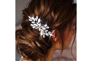 Unicra Peine para el pelo de novia plateado con cristales de ópalo y diamantes de imitación, accesorios para mujeres y niñas