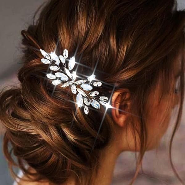 Broche Cheveux Mariée Élégante - Accessoire Capillaire Cristal Et Perles Pour Mariage - Argent