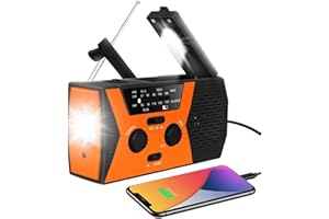 UBEIYI 2000mAh NOAA Emergency Weather Radio Portable Power Bank with Solar Charging, Hand Crank & Battery Operated, SOS Alarm, AM/FM & LED Flashlight for Outdoor Emergency