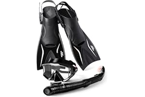 EXP VISION Adulti Snorkel Set con pinne, 180 ° panoramico Snorkel Maschera Anti-Fog Snorkeling Gear, 3 finestra Snorkel Occhiali Snorkel Dry Top Snorkel & regolabile immersione pinne Kit uomini donne immersioni nuoto formazione