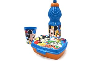 ICE TOYS Set merende porta pranzo plastica bottiglia da 400 ml 1 tazza 1 contenitore (topolino)